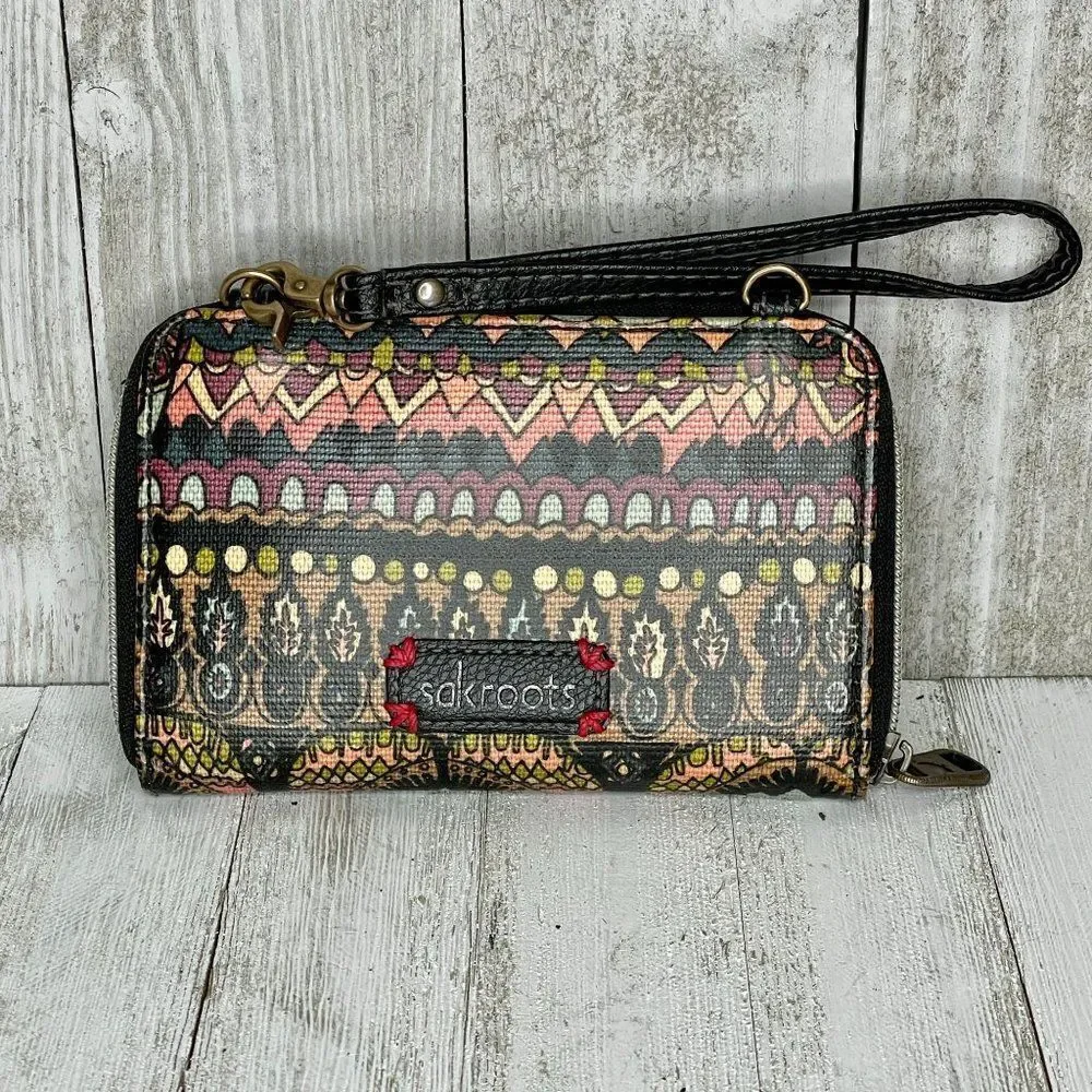 Sakroots Small Smartphone Wristlet Wallet Taupe One World